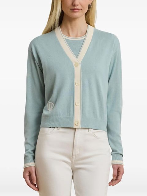 Lauren Ralph Lauren embroidered-logo cardigan - Blue