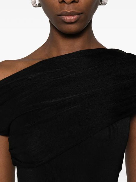 Self-Portrait asymmetric-design top - Black