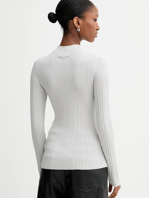 Calvin Klein Jeans sweter damski kolor szary lekki z półgolfem LV044D348G - zdjęcie produktu nr 2