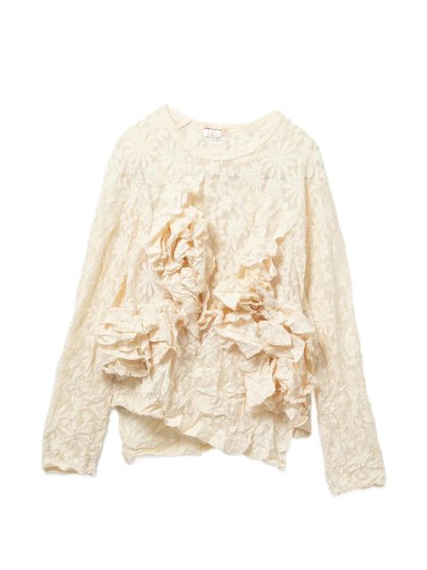 Comme Des Garçons ruffled lace top - Neutrals - zdjęcie produktu nr 1