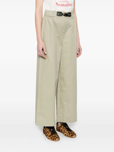 Maje embossed-logo trousers - Green