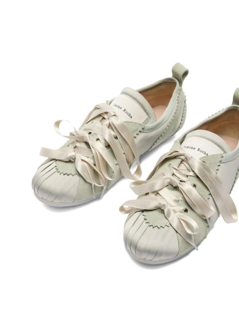 Simone Rocha satin-ribbon ballerina sneakers - Green