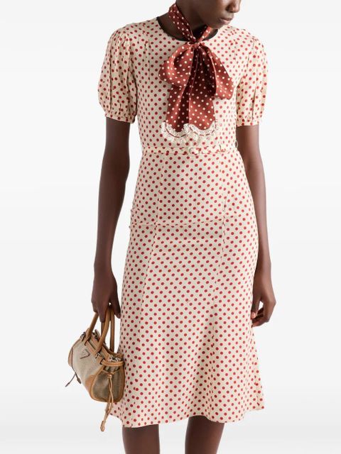 Prada polka-dot marocain dress - Neutrals