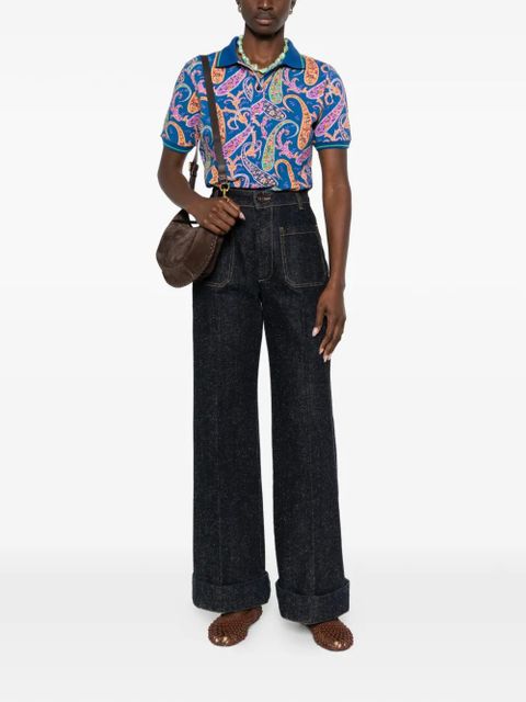 ETRO paisley collared polo top - Blue