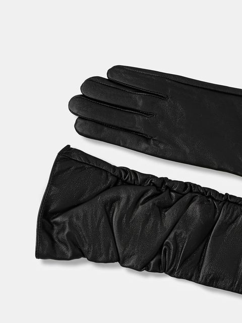 Answear.LAB rękawiczki skórzane damskie kolor czarny