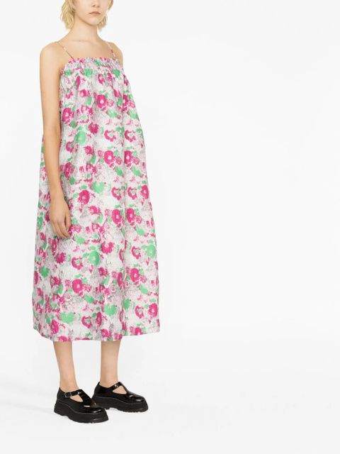 GANNI 3D jacquard strap dress - Pink