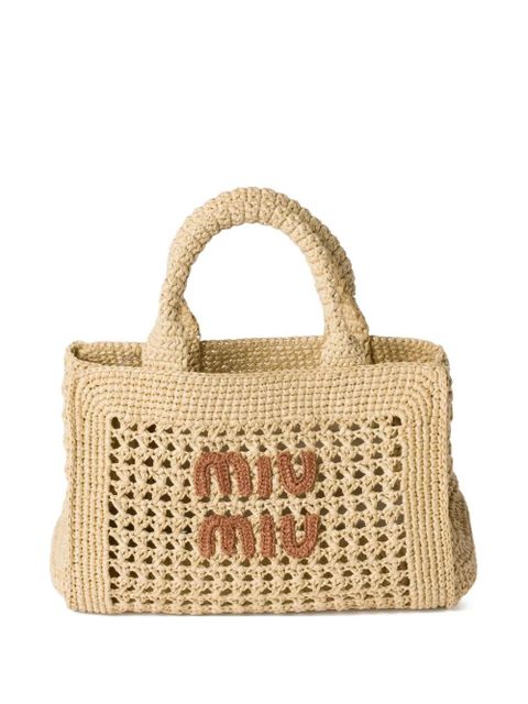 Miu Miu raffia-effect woven tote bag - Neutrals - zdjęcie produktu nr 1