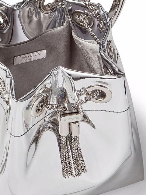 Jimmy Choo Bon Bon metallic-effect bucket bag - Silver