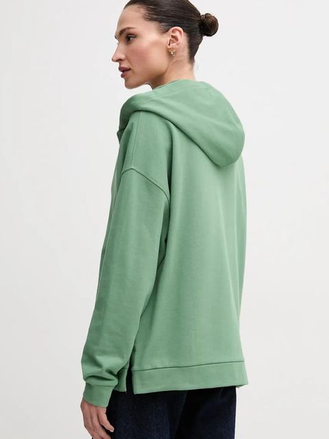 United Colors of Benetton bluza bawełniana damska kolor zielony z kapturem gładka 3UNID500R
