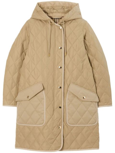 Burberry diamond-quilted hooded parka coat - Neutrals - zdjęcie produktu nr 1