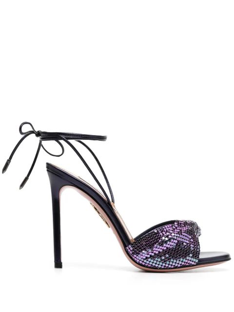 Aquazzura lace-up 110 mesh sandals - Purple - zdjęcie produktu nr 1
