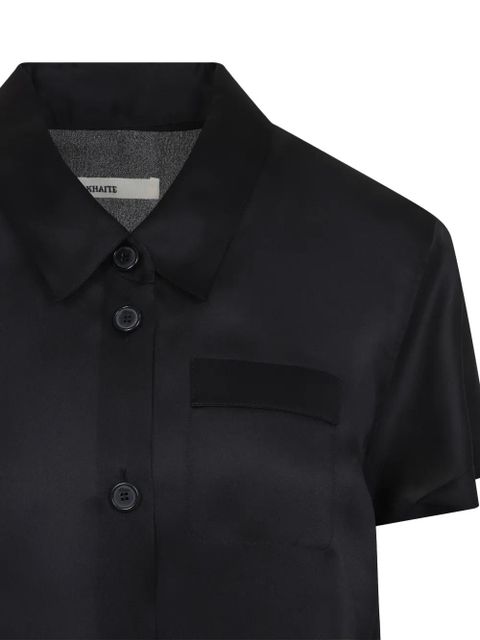 KHAITE Effy button-up short-sleeve dress - Black - zdjęcie produktu nr 2