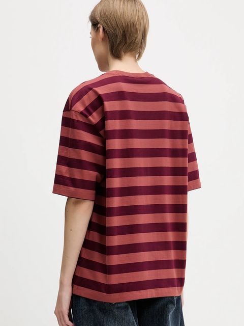 adidas Originals t-shirt bawełniany STRIPED SS TEE damski kolor pomarańczowy KF2320 - zdjęcie produktu nr 2