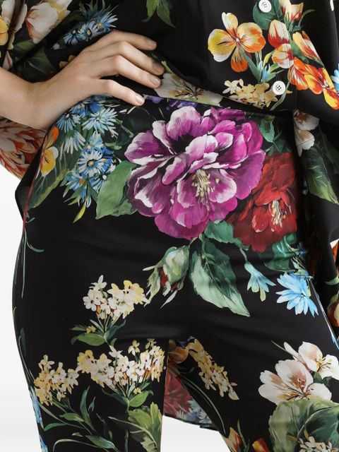 Dolce & Gabbana flower Bouquet-print charmeuse pants - Black
