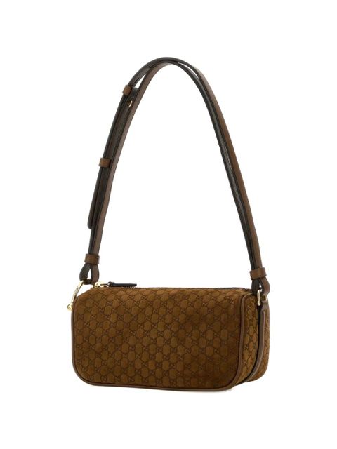Gucci GG motif suede shoulder bag - Brown