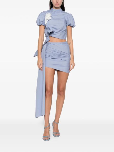 Self-Portrait draped mini skirt - Blue - zdjęcie produktu nr 2