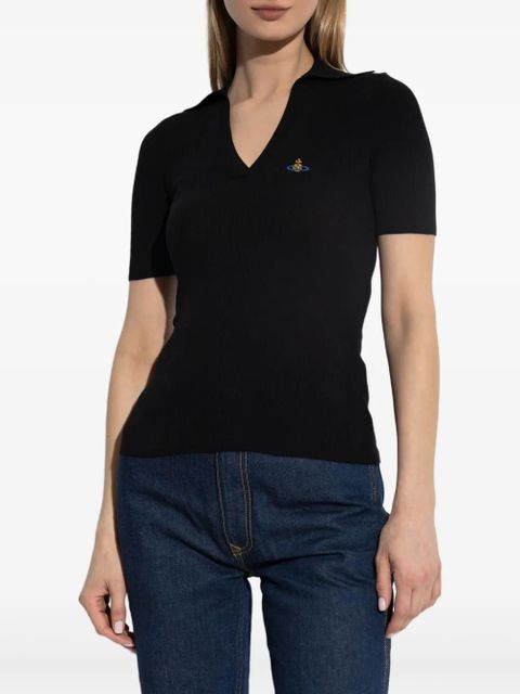 Vivienne Westwood Marina ribbed polo top - Black