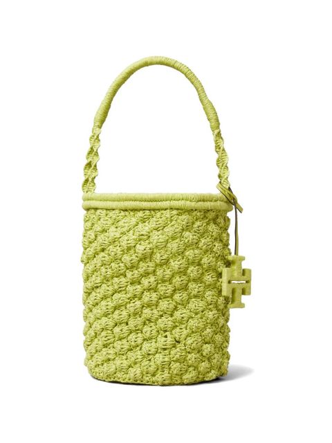 Tory Burch Ella hand-crocheted popcorn bucket bag - Green - zdjęcie produktu nr 1