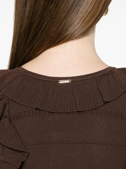 TWINSET ruffled V-neck midi dress - Brown