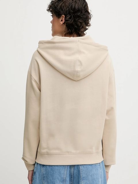HUGO bluza bawełniana damska kolor beżowy z kapturem z aplikacją 50522423 - zdjęcie produktu nr 2