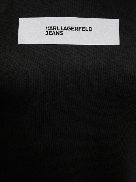 Karl Lagerfeld Jeans bluza bawełniana damska kolor czarny z kapturem z nadrukiem A4W20013