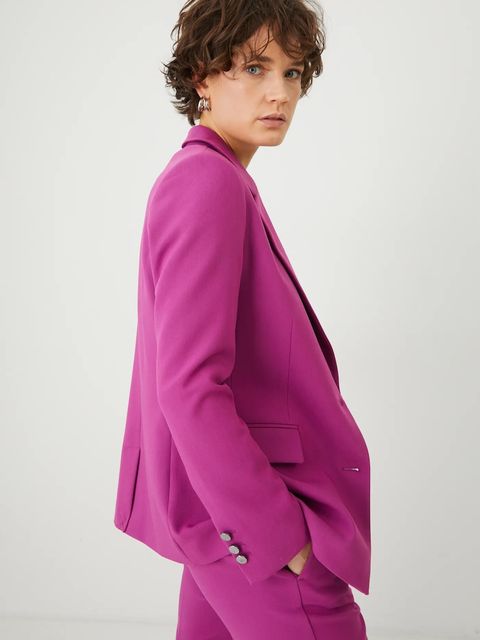 Medicine marynarka damska kolor różowy jednorzędowa gładka