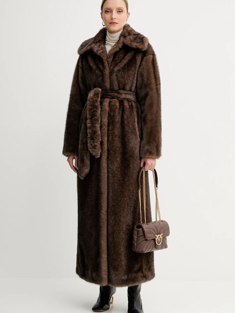 Twinset płaszcz kolor brązowy 252AT2190