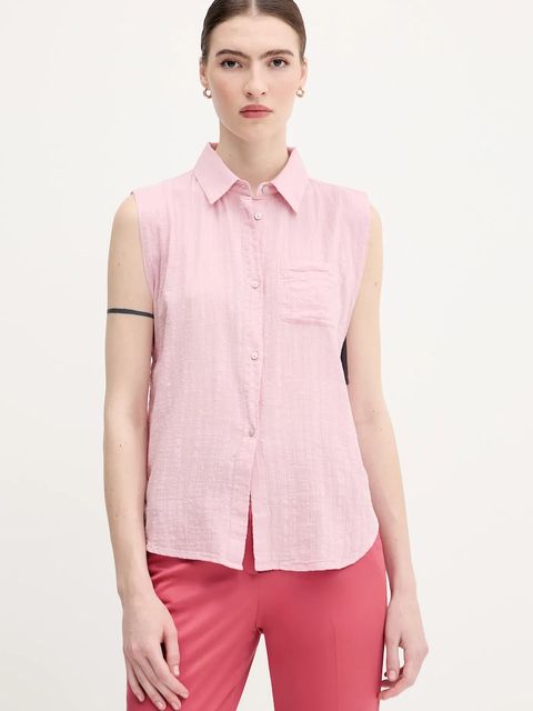 United Colors of Benetton koszula damska kolor różowy regular z kołnierzykiem klasycznym 5ONVDQ0C1 - zdjęcie produktu nr 1