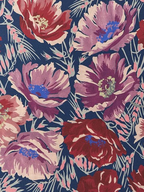 Valentino Garavani poppies print silk scarf - Blue