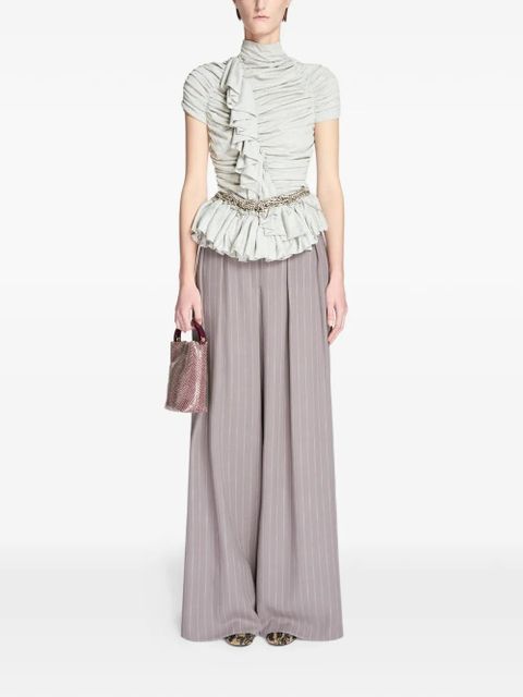DRIES VAN NOTEN ruffled high-neck top - Grey - zdjęcie produktu nr 2