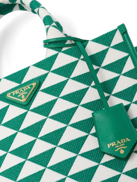 Prada small Symbole embroidered tote bag - Green