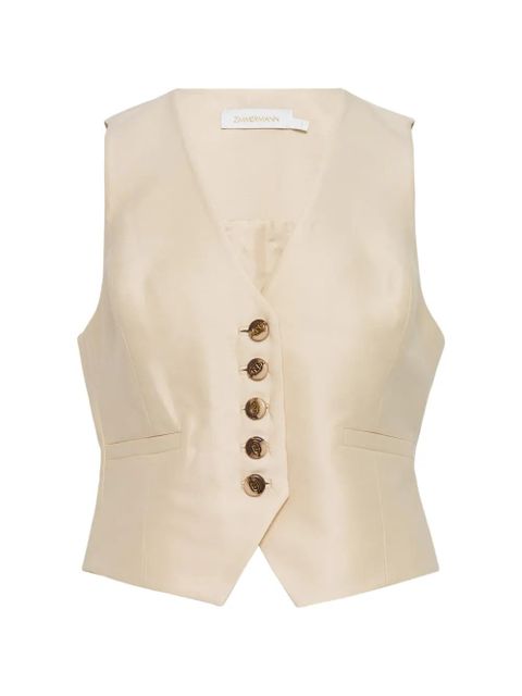 ZIMMERMANN Luna buttoned V-neck waistcoat - Neutrals - zdjęcie produktu nr 1