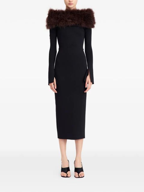 16Arlington Canter feather-trim midi dress - Black