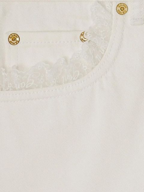 GANNI lace-trim denim shorts - Neutrals