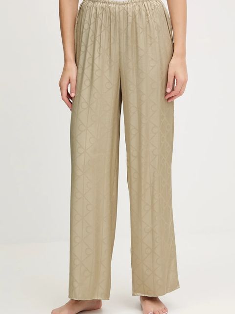 Calvin Klein Underwear piżama damska kolor beżowy satynowa LV00QS7574