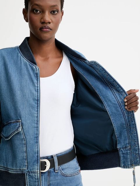 Levi's kurtka bomber jeansowa kolor niebieski zimowa oversize A7262.0009