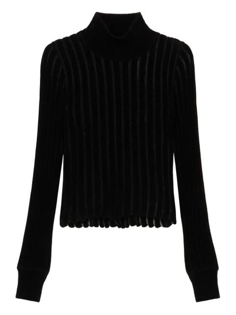 Blumarine high-neck ribbed top - Black - zdjęcie produktu nr 1