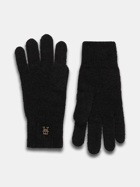 Tommy Hilfiger rękawiczki z wełną damskie kolor czarny AW0AW17798 - zdjęcie produktu nr 1