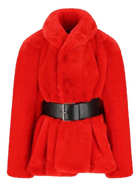 Balenciaga belted faux fur jacket - Red - zdjęcie produktu nr 1