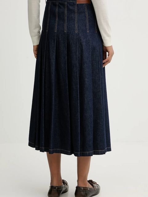 Weekend Max Mara spódnica jeansowa OVALE kolor granatowy midi rozkloszowana 2615101071600