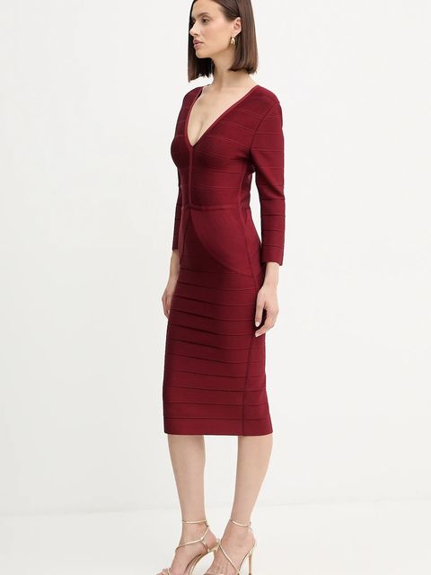 Herve Leger sukienka Athena kolor bordowy mini dopasowana DRB8536267 - zdjęcie produktu nr 2