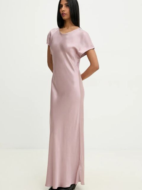 Answear.LAB sukienka kolor różowy maxi prosta