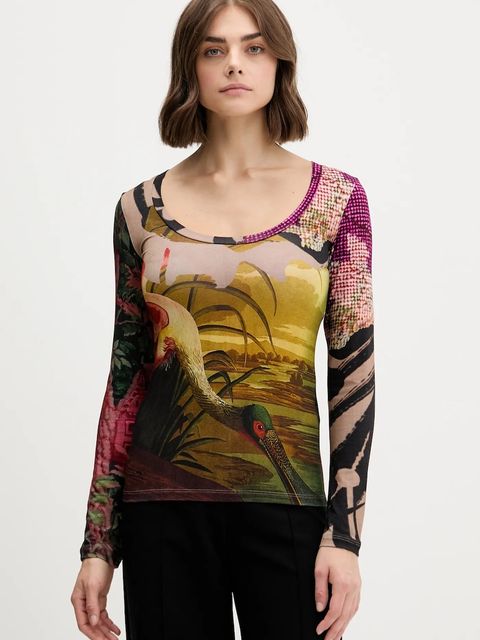 Desigual longsleeve JAPON LACROIX damski kolor beżowy 25WWTK38 - zdjęcie produktu nr 1