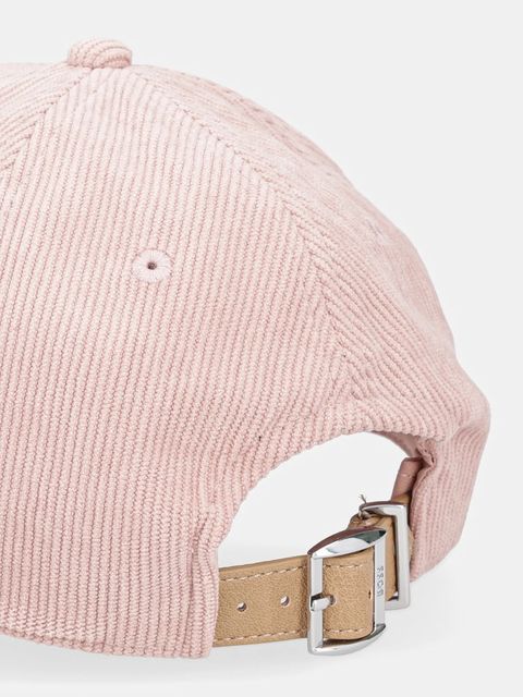 BOSS czapka z daszkiem welurowa kolor różowy z aplikacją 50544419