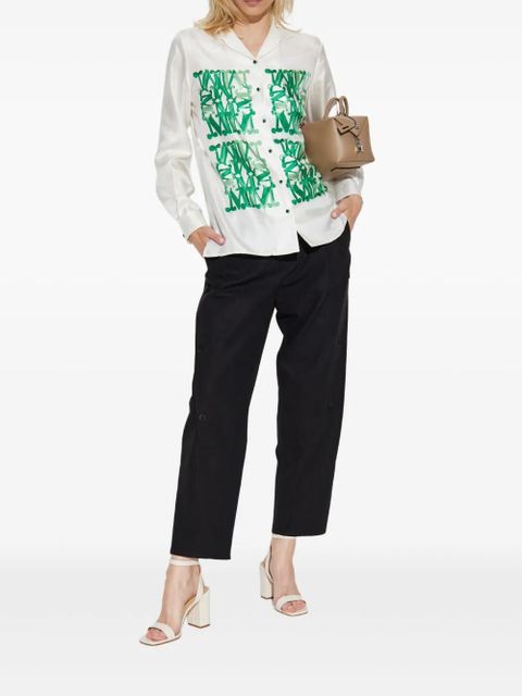 Max Mara monogram-print button-up shirt - White