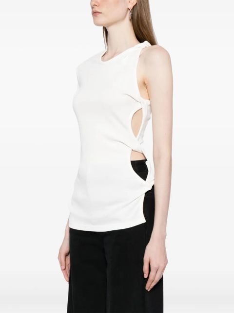 Christopher Esber twist-detail asymmetric ribbed T-shirt - White