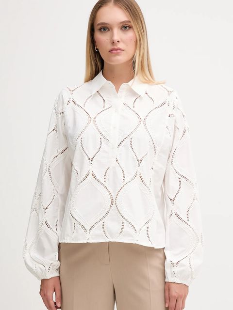 Mos Mosh bluzka bawełniana NOLIN damska kolor biały gładka 174010 - zdjęcie produktu nr 1