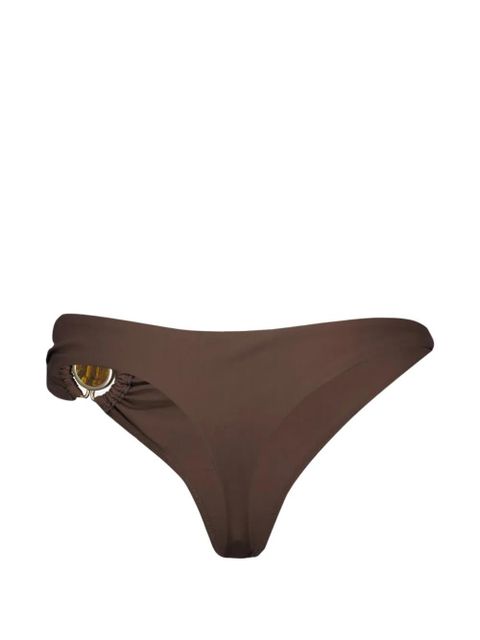 Christopher Esber stone-embellished ruched bikini bottoms - Brown
