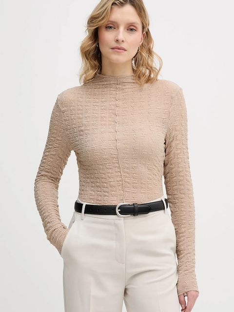 Sisley bluzka damska kolor beżowy gładka 3ELRL108B - zdjęcie produktu nr 1