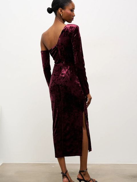 Answear.LAB sukienka kolor bordowy midi dopasowana - zdjęcie produktu nr 2